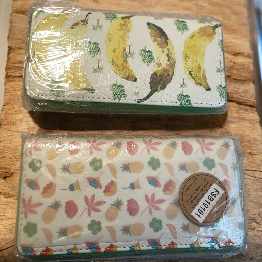 Colorful Wallet Set with Bananas and Stripes